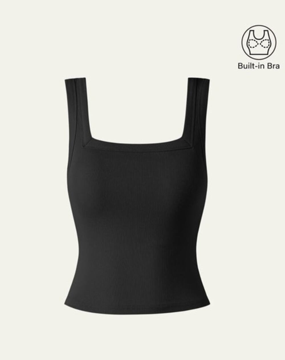 OGL Top Size L NEW Black Cropped Slinky Square Open-Back Bra Tank Top Crop